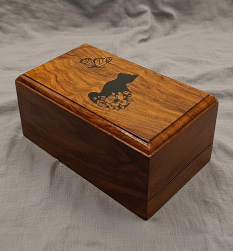 Wooden Urn Your Cat in Heaven Design-Pet Urns for Dogs & Cat Ashes-Decorative Wooden Pet Urns for Ashes - Rosewood Cremation Urns for All Pets Urns for Cats-Wooden Box