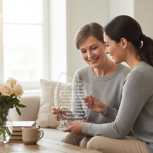 Crystal Cancer Survivor Gifts for Women - Warrior She is You | Crystal Laser Engraved Plaque, Cancer Fighter Patients Sympathy Inspirational Gift for Woman Mom Friends Birthday Christmas - style: Cancer Survivor