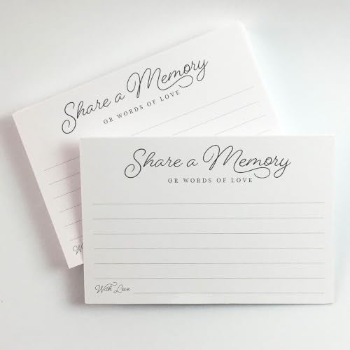 Elegant 4x6 Share Memory Cards for Celebration of Life, Pack of 50 - Perfect for Funeral Guest Book, Wedding Card Box, or Graduation Party Favors, 50th Anniversary Decorations
