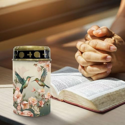 Poceacles Outdoor Solar Stake Light Cemetery Memorial Candle, Hummingbird Flower Beige - color: Hummingbird Flower Beige