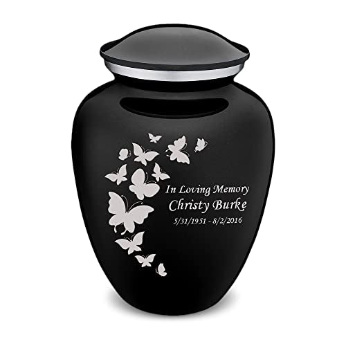 Geturns Embrace Adult Custom Butterfly Cremation Urns for Human Ashes I Black Large Funeral Urn for Female and Male I 200 lbs - color: Black