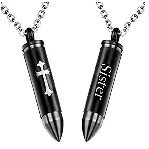 Celtic Cross Bullet Urn Necklaces for Ashes Cremation Jewelry Keepsake Memorial Pendant - style: Sister