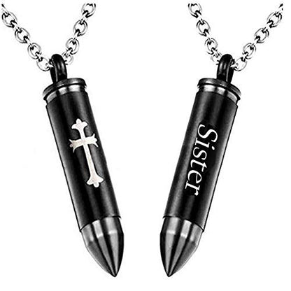 Celtic Cross Bullet Urn Necklaces for Ashes Cremation Jewelry Keepsake Memorial Pendant - style: Sister