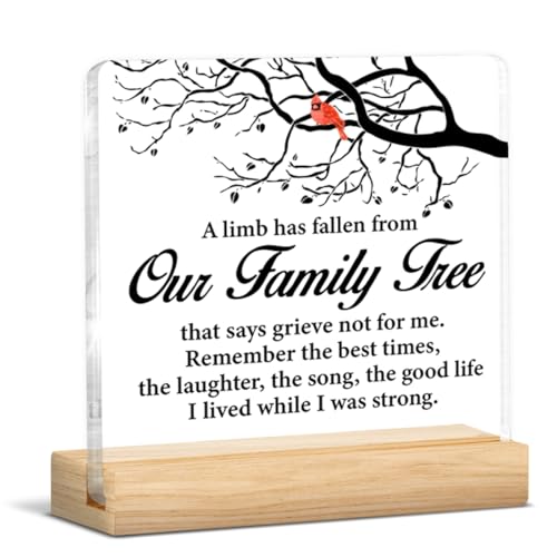 Sympathy Gifts for Loss of Loved Ones, Bereavement Condolences Gifts | a Limb Has Fallen from Our Family Tree Acrylic Plaque Sign with Wooden Stand Home Decor - color: Sympathy-a