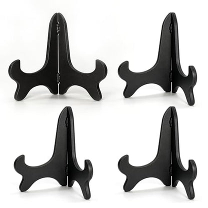 Artliving Black 6" Wood-Like Plastic Easels Plate Display Stands Picture Frame Stand Holder-Set of 4 - size: 6 inch