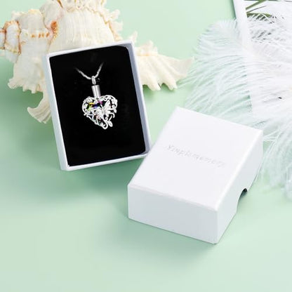 Yinplsmemory Butterfly Cremation Jewelry Urn Necklace for Ashes for Women - color: Rainbow