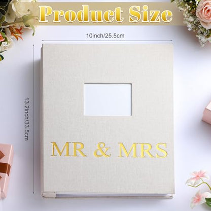Harloon Mr and Mrs Wedding Photo Album for 4 x 6 Inch Pictures 400 Pockets Wedding Photo Album Book with Front Window Linen Cover for Family Weddings Memory Pictures Anniversary Honeymoon Keepsake - style: Mr and Mrs