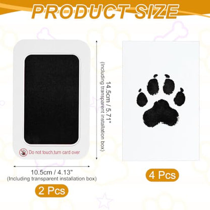 2 Set Paw Print Kit 5.7"x4.1" Paw Print Impression Black | Clean Touch Pet Noses Ink Pads Pet Memorial Keepsake Intended for Dogs/Cats/Footprint/Handprint - color: Black