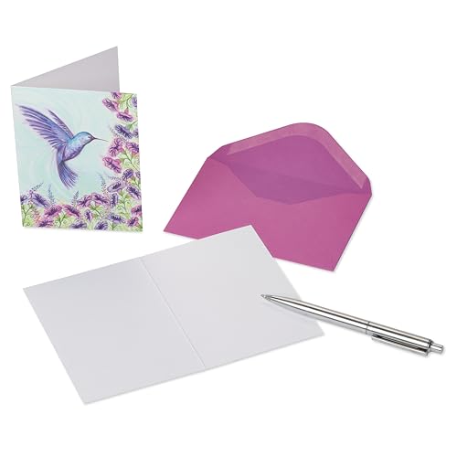 Papyrus Blank Cards with Envelopes, Purple Hummingbird (14-Count) - color: Purple