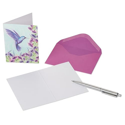 Papyrus Blank Cards with Envelopes, Purple Hummingbird (14-Count) - color: Purple