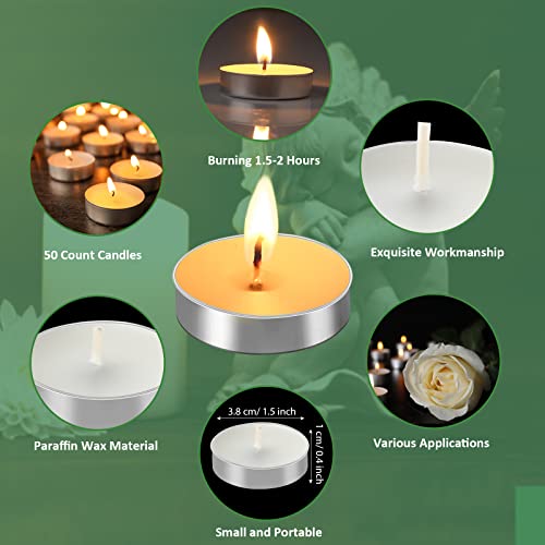 50 Set Funeral Party Favors Memorial White Candles Unscented Funeral Gifts Tealight Candles with Condolence Bereavement Cards and Organza Bags for Guest Celebration of Life Decorations (Classic) - style: Classic