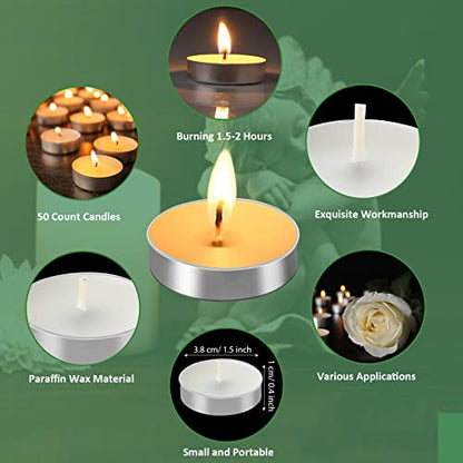 50 Set Funeral Party Favors Memorial White Candles Unscented Funeral Gifts Tealight Candles with Condolence Bereavement Cards and Organza Bags for Guest Celebration of Life Decorations (Classic) - style: Classic