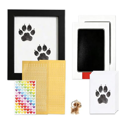 Dog Paw Print Kit & Cat Memorial Frame - Inkless Nose Print Stamp Pad for Dogs, Cats & Babies, Mess-Free Handprint Keepsake, Ink Pads & Wooden Photo Frames, Pet Memorial Gifts (Large 2 Packs) - size: large 2 packs