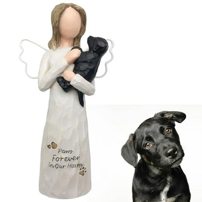Dog Memorial Gifts, Metal Wings Dog Angel Figurine, Black