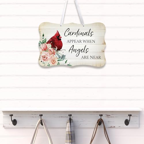 LifeSong Milestones Memorial Wall Hanging Signs Bereavement Keepsake Condolence Funeral Gift For Loss of Loved One 8x12 (Cardinals Appear When Angels (White)) - color: Cardinals Appear When Angels (White)