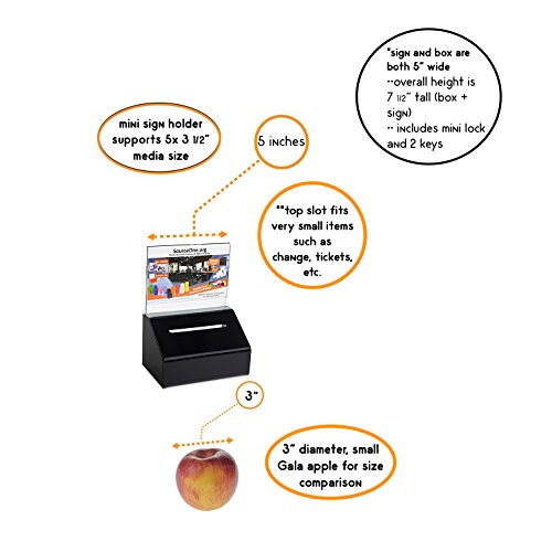 SOURCE ONE Acrylic Heavy Duty Donation/Ballot Box with Lock and Sign Holder - color: Black, size: 6 Pack