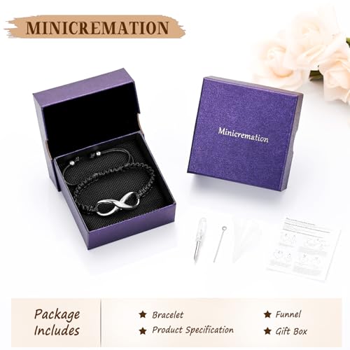Minicremation Cremation Bracelet for Ashes Infinity Memorial Jewelry Urn Bracelet Braided Rope Adjustable Keepsake Bangle for Women Men - color: Silver
