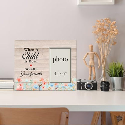New Grandparents Gifts, First Time Grandparents Gifts Wood Photo Frame | Pregnancy Announcement Picture Frame (Photo 4X6 Inches) - color: Child