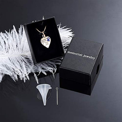 memorial jewelry No Longer by My Side,But Forever in My Heart Carved Locket Cremation Urn Necklace for Pet Dog Cats - color: RoseGold-Blue