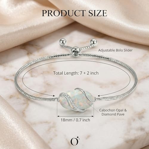 Hummingbird/Bee/Black Cat/Butterfly/Dragonfly Bracelet 925 Sterling Silver Opal Bracelet Opal Jewelry Gifts for Women Mom Wife - style: Opal