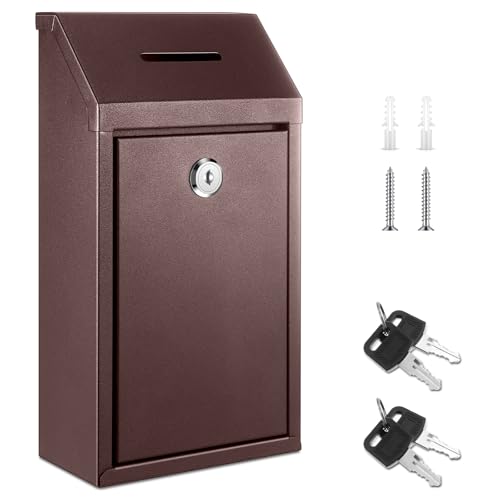 Yaocom Metal Money Box,Brown,10.24 x 5.71 x 2.95 Inch,No Lid - color: Brown, size: 10.24 x 5.71 x 2.95 Inch, style: No Lid