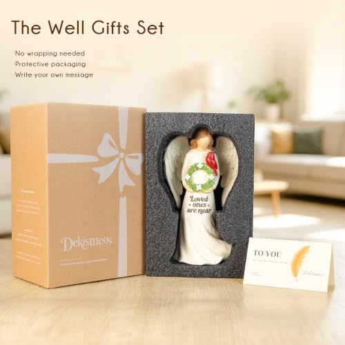 Cardinal Gifts for Women, Resin Angel Holding Wreath with Cardinal Figurine, Memorial Sympathy Gifts for Loss of Loved One, Indoor Home Shelf Mantel Decor - style: Angel Holding Wreath with Cardinal