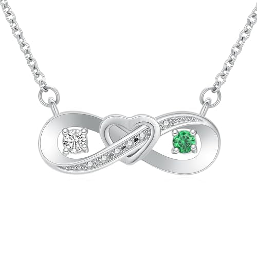 Infinity Love Urn Pendant Stainless Steel Snake Chain Cremation Jewelry for Ashes for Woman Free Filling Tools Include - color: New-Silver-White+Green