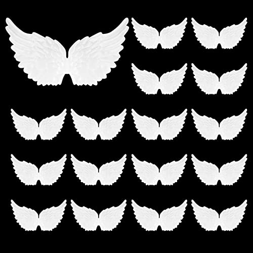 16pcs Glitter Angel Wings, Fabric Angel Wings for Crafts, Ornaments, Christmas Tree Decor, Hanging, Vintage Chic Pendant for Party Decor, DIY Craft (White) - color: White