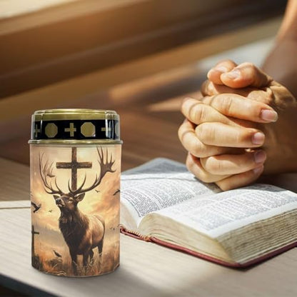 Poceacles Solar Lights Cemetery Solar Lights for Grave Solar Candle Solar Lantern Light Walkway Lights Waterproof Landscape Lighting for Loss of Loved One, Deer Cross Dove of Peace Brown - color: Deer Cross Dove of Peace Brown