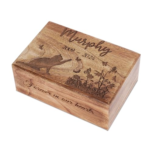 Personalized Handmade Wooden Urns for Dog Ashes - Custom Cremation Urn for Pets - Small (6"x4"x3") for Dogs, Cats, and Pets up to 40 lbs (18 kg) - Memorial Keepsake Funeral Urn