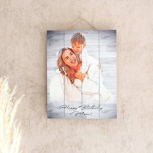 Custom Photo Printed on Wood Home Wall Decor Personalized Picture Frames - color: Pastel Design