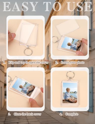 15Pcs Acrylic Photo Keychain Blanks, 2x3in Picture Insert Keychains Holder | For DIY Photo Gift, Clear Keychains