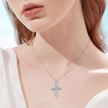 zeqingjw Cross Urn Necklace Fish Hook Cremation Jewelry for Ashes Pendant Stainless Steel Deer Antler Cross Memorial Human Pet Keepsake Ashes Holder for Men Women - color: Z-Silver