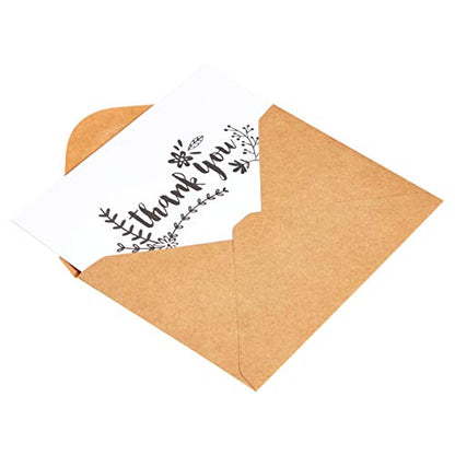 Amazon Basics Thank You Cards and Envelopes, Black and White, 4" x 6", 48 Count - size: 4 inches by 6 inches