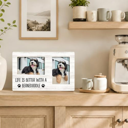 Bernedoodle Gifts Double Picture Frame 4x6, Dog Two Photo Frame - color: color-11