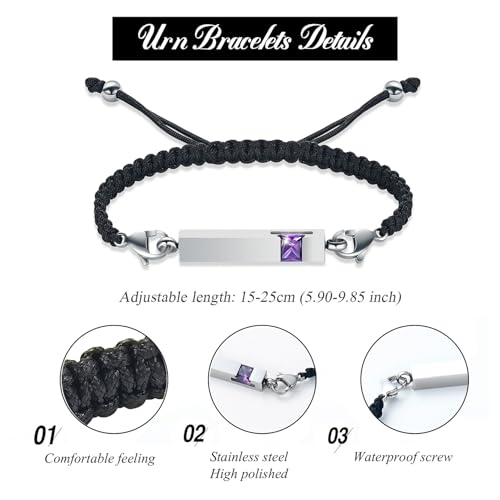 Harbeingt Adjustable Urn Bracelet for Ashes for Women Cremation Jewelry - color: Purple