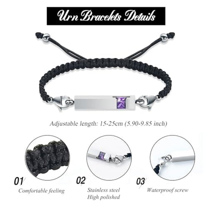 Harbeingt Adjustable Urn Bracelet for Ashes for Women Cremation Jewelry - color: Purple