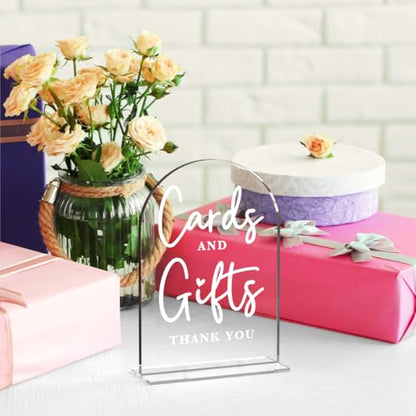 Acrylic Wedding Sign Cards and Gifts Sign for Wedding Wedding Signs for Ceremony Modern Calligraphy Arch Acrylic Table Top Sign for Wedding Reception and Event Party Table - color: Cards and Gifts