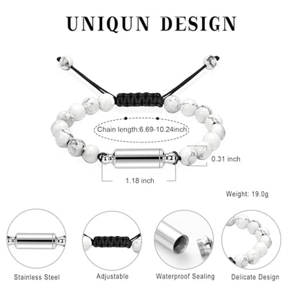Hearbeingt Cremation Jewelry Urn Bracelet for Ashes Braided Rope Beads - color: White-2