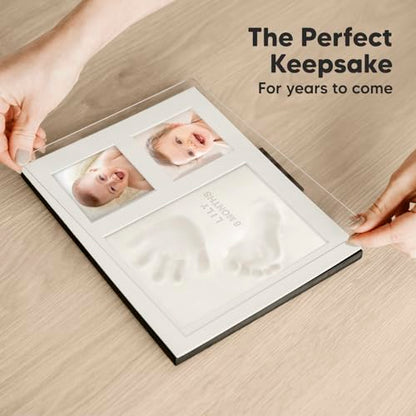 Baby Hand and Footprint Kit Quick Dry Clay Baby Footprints (Alpine White) | Pets Paw Kit, Newborn Keepsake Picture Frame for Boys, Girls, Personalized New Mom Gifts for Shower & Registry, Grandparents - color: Alpine White