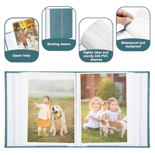 Photo Album 4x6 100 Pockets, Linen Cover Top Loader Vertical, Slip-in Picture Sky Blue Pockets Albums for Wedding, Family, Anniversary, Baby, Vacation - color: Sky Blue, size: 100 Pockets