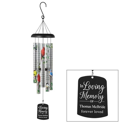 Let's Make Memories Personalized Memorial Wind Chime - Engraved Sonnet - Sympathy - Custom Condolences - in Loving Memory - style: In Loving Memory - Birds