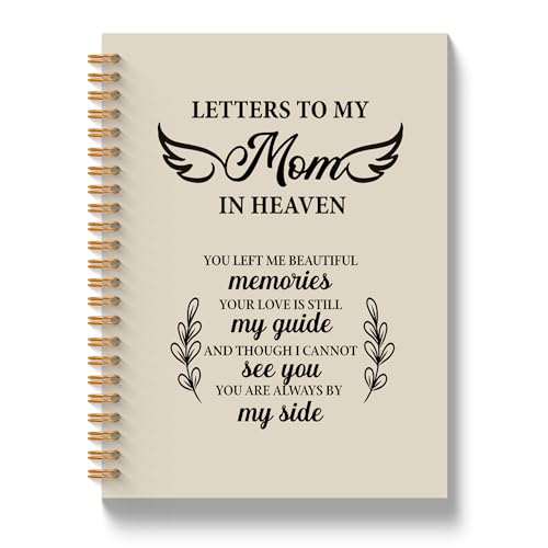 JLLBF Memorial Gifts For Loss Of Mom Spiral Notebook, Letters To My Mom In Heaven, Sympathy Gifts for Loss of Mother, Remembrance Bereavement Gift Journal Notebook, 5.5x8.3 Inch - color: Apricot Letters Mom