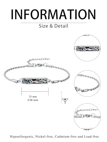 WINNICACA Urn Bracelet for Ashes 925 Sterling Silver Abalone Shell Sunflower/Butterfly/Turtle Cremation Jewelry for Ashes Keepsake Pendant Locket Bracelet for Women Gifts - style: Tree of Life Mother Daughter Urn Bracelet