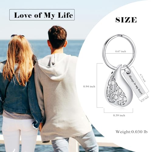 Hearbeingt Teardrop Urn Keychain for Ashes Tree of Life Cremation Jewelry - color: A-silver