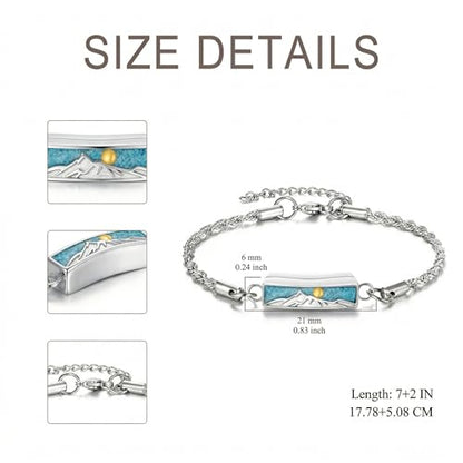 YYB Urn Bracelet for Ashes Hummingbird/Dragonfly/Butterfly/Sunflower Turquoise Locket Bracelet Cremation Memorial Jewelry Mothers Day Gifts for Women - color: Mountain