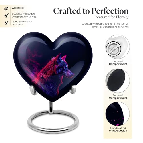 Wolf Urns for Human Ashes - Heart Urn for Human Ashes - Funeral Urns for Adult Ashes Women - Urns for Ashes Adult Female Mother - Memorial Urn - (Size - 3 inch Pack of 4) - size: #4 (Set of 4)