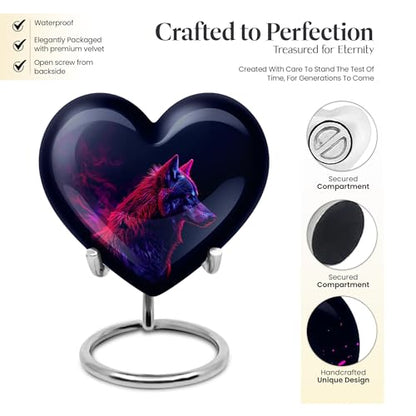 Wolf Urns for Human Ashes - Heart Urn for Human Ashes - Funeral Urns for Adult Ashes Women - Urns for Ashes Adult Female Mother - Memorial Urn - (Size - 3 inch Pack of 4) - size: #4 (Set of 4)