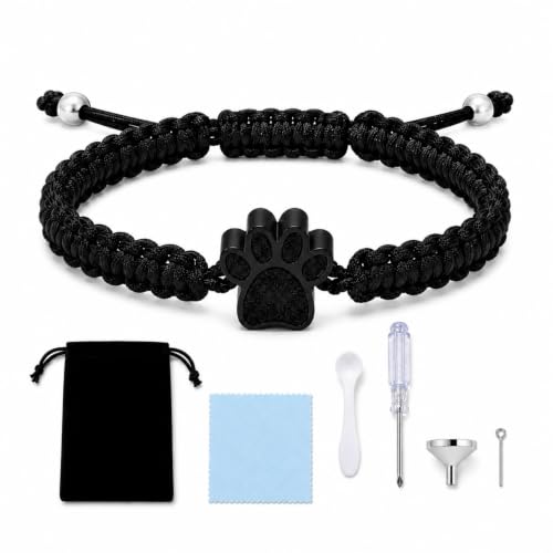 Paw Print Pet Cremation Bracelet for Ashes