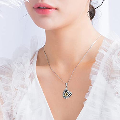 WINNICACA Silver Cremation Urn Necklaces for Ashes of Loved Ones - style: Baseball Glove Urn